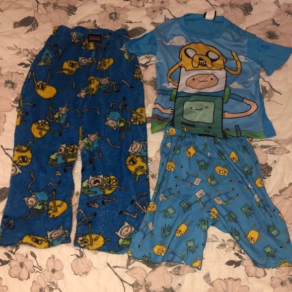 NEW ADVENTURE TIME BOYS FINN BLACK SHORT SLEEVE PJ PYJAMAS SET SIZE 8